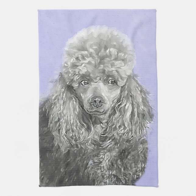 Linge De Cuisine Poodé Jouet miniature Argent gris bleu Chien Art (Vertical)