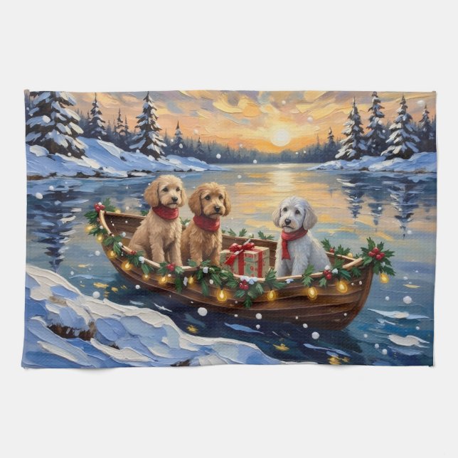 Linge De Cuisine Poodle Christmas Boat Holiday (Horizontal)