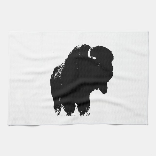 Linge De Cuisine Pop Art Buffalo Bison Silhouette (Horizontal)