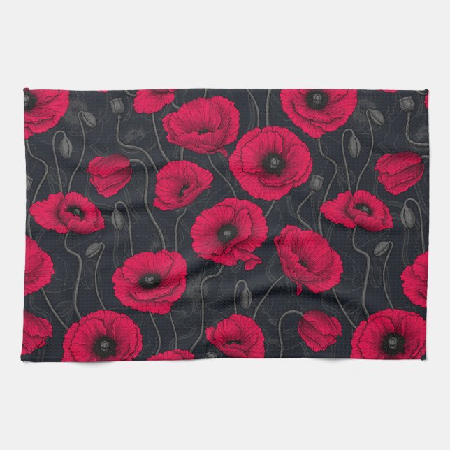 Linge De Cuisine Poppies rouges (Horizontal)