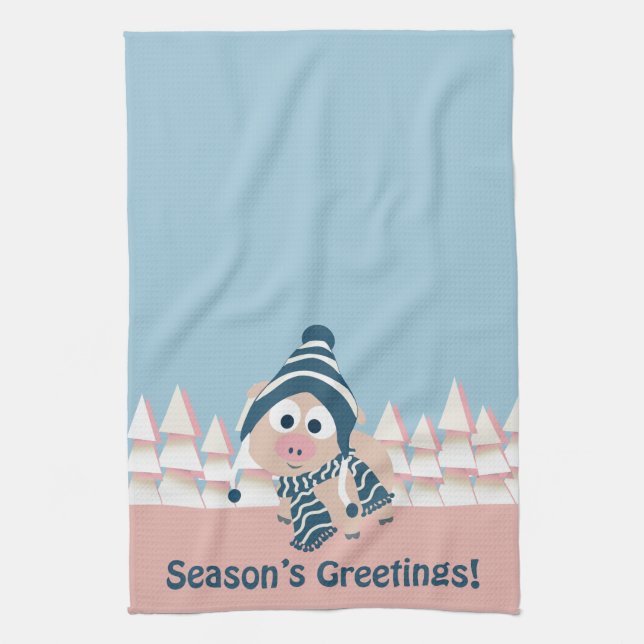 Linge De Cuisine Porc de Bonnes Fêtes (Vertical)