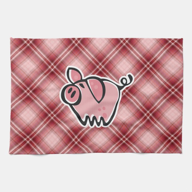 Linge De Cuisine Porc rouge de plaid (Horizontal)