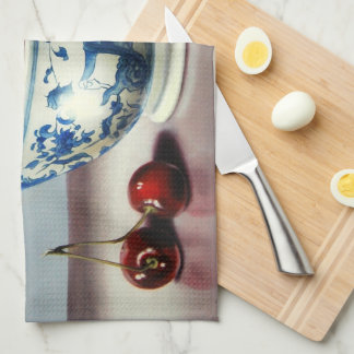 Linge De Cuisine Porcelaine Bleue & Cerises