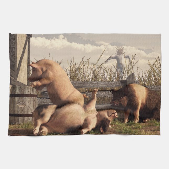 Linge De Cuisine Porcs ivres (Horizontal)