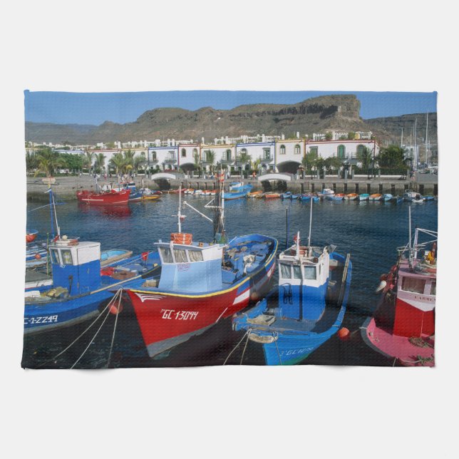 Linge De Cuisine Port de pêche, Puerto de Mogan, Grande Canarie, (Horizontal)
