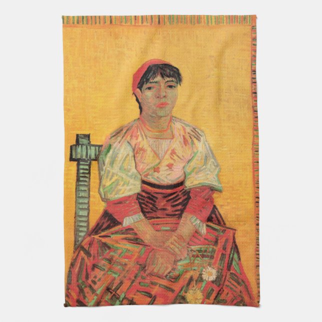 Linge De Cuisine Portrait d'une femme italienne par Vincent van Gog (Vertical)
