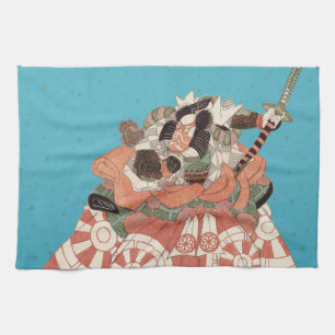Linge De Cuisine Portrait japonais vintage - Guerrier avec épée