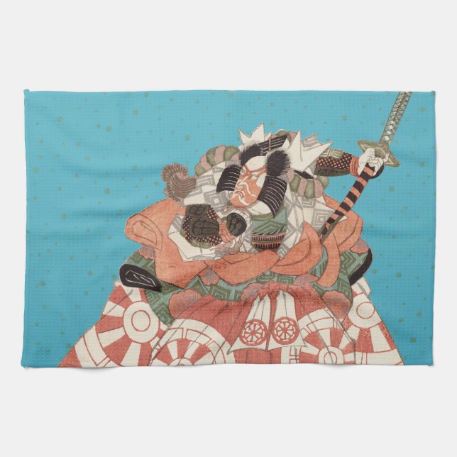 Linge De Cuisine Portrait japonais vintage - Guerrier avec épée (Horizontal)