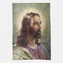 Linge De Cuisine Portrait religieux vintage de Jésus-Christ avec ha
