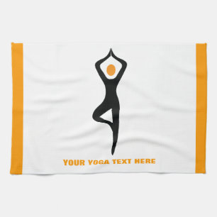 Linge De Cuisine Pose de yoga noir, orange personnalisé