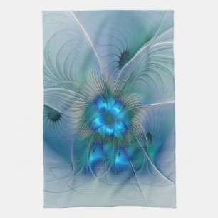 Linge De Cuisine Position, Abstrait bleu turquoise fractal