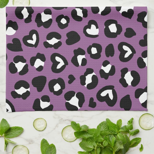 Linge De Cuisine Poster de animal, Léopard Violet, Spots De Cheetah (Plié)