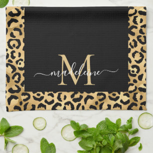 Linge De Cuisine Poster de animal Monogram Black Gold tendance