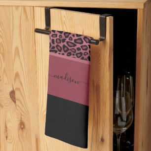 Linge De Cuisine Poster de animal rose Gold et Black Leopard