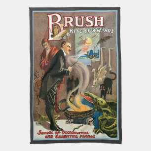 Linge De Cuisine Poster magique vintage, Brosse, Roi des sorciers