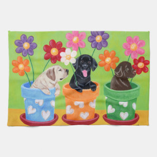Linge De Cuisine Pot à fleurs Labrador Chiots peintures