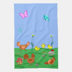 Linge De Cuisine Poule et poussins
