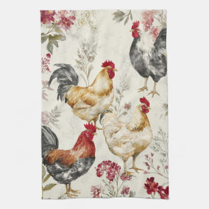 Linge De Cuisine Poules de basse-cour et conception de motif botani