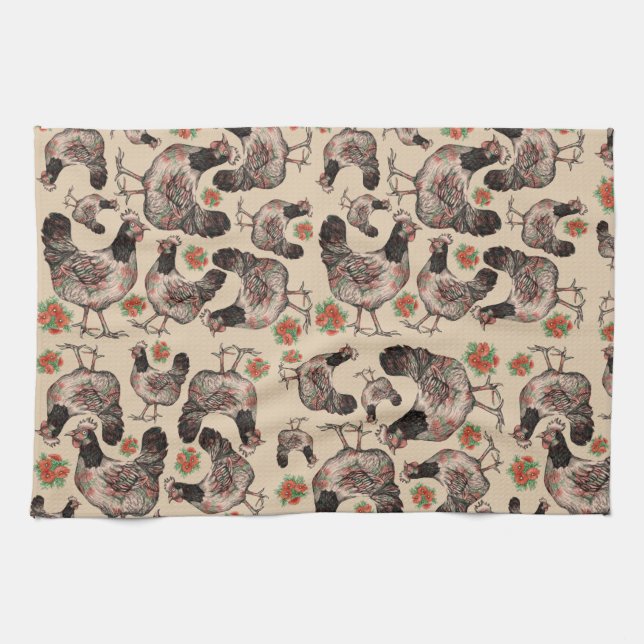 Linge De Cuisine Poulet et légumes à motifs (Horizontal)