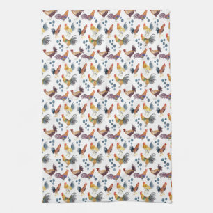 Linge De Cuisine Poulets et oeufs Barnyard Farm Pays Aquarelle