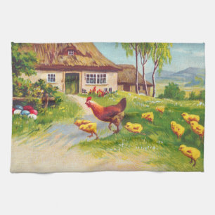 Linge De Cuisine Poulets et oeufs de Pâques