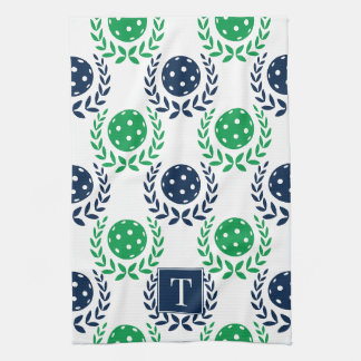 Linge De Cuisine Preppy Pickleball Laurel Wreath - Navy & Green