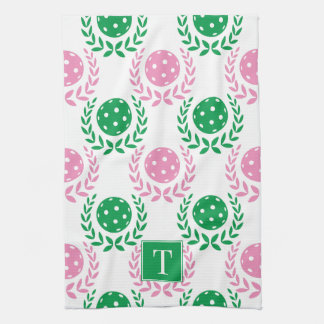 Linge De Cuisine Preppy Pickleball Laurel Wreath - Pink & Green
