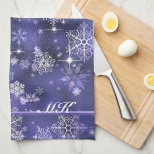 Linge De Cuisine Prettiest Snowflakes Motif Violet ID846