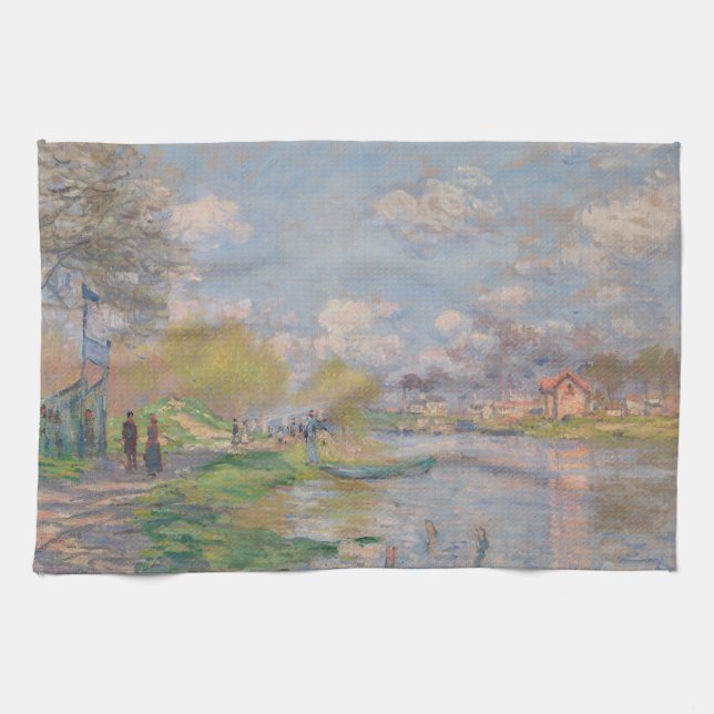 Linge De Cuisine Printemps sur la Seine par Monet Impressionniste (Horizontal)
