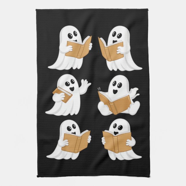 Linge De Cuisine Professeur de Halloween Fantôme Lisant des Livres  (Vertical)