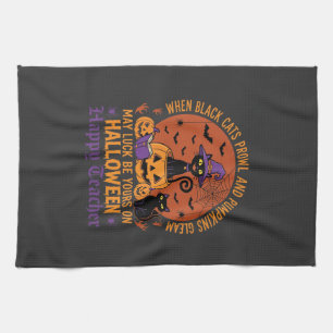 Linge De Cuisine Professeur Halloween Chat Noir Citrouille Chance