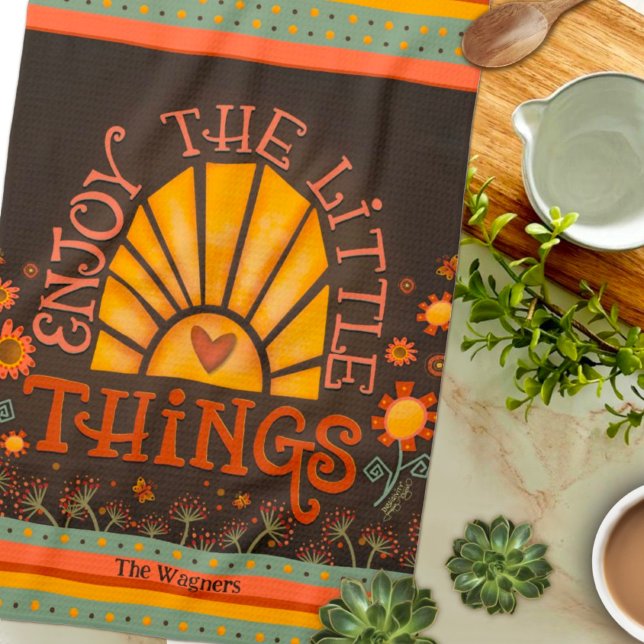 Linge De Cuisine Profitez de Citer Sun Heart Fun Chic Nom Personnal (Créateur téléchargé)