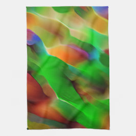 Linge De Cuisine Profondeur et reliefs colorés, le vert prédomine