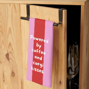 Linge De Cuisine 'Propulsé par du café et des bisous de Corgi.' Rou