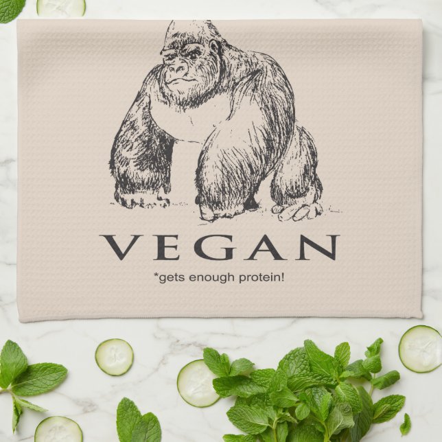 Linge De Cuisine Protéine de gorille de vegan amusante (Plié)
