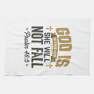 Linge De Cuisine Psaume 46_5 Typographie chrétienne Vector