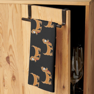 Linge De Cuisine Puppies de caricature mignonne Dachshund