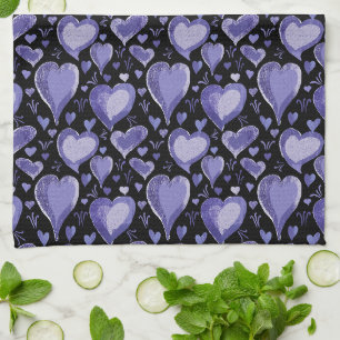 Linge De Cuisine Purple Hearts Dessin Artistique Saint Valentin`s D