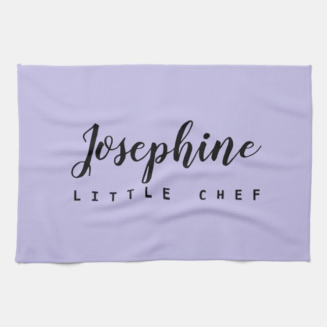 Linge De Cuisine Purple Little Chef Nom de script Simple personnali (Horizontal)