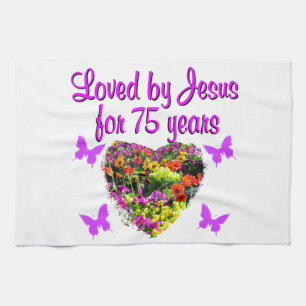 LINGE DE CUISINE PURPLE PERSONNALISÉ FLORAL 75E ANNIVERSAIRE CONCEP