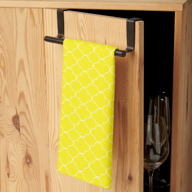 Linge De Cuisine Quatrefoil jaune (Pliage en tiers)
