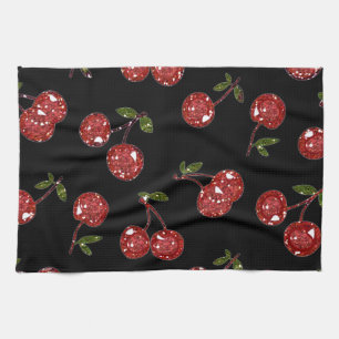 Linge De Cuisine RAB Rockabilly très cerise cerises sur noir