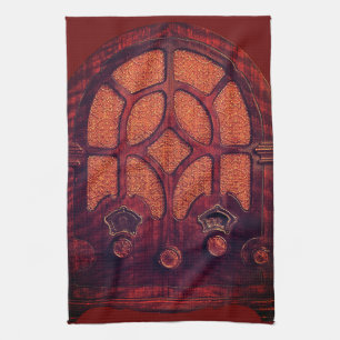 Linge De Cuisine Radio antique bois art déco cathédrale élégant 