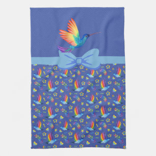 Linge De Cuisine Rainbows et Love Humming Bird in Blueberry