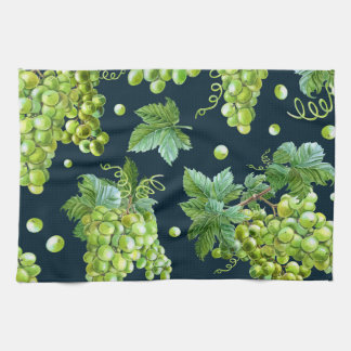 Linge De Cuisine Raisin vert : Aquarelle Motif foncé
