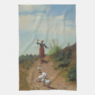Linge De Cuisine Ramener le troupeau d'oies (par Paul Peel)