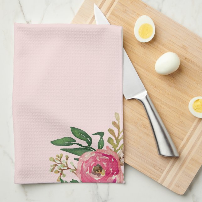 Linge De Cuisine Ranunculus rose (Quart Plié)