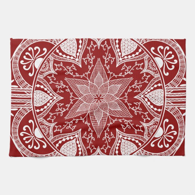 Linge De Cuisine Raspberry Mandala (Horizontal)