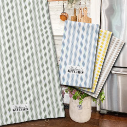 Linge De Cuisine Rayure à tic-tac Vintage Farmhouse Sage