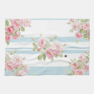 Linge De Cuisine Rayure d'aqua de roses d'été de jour de mai